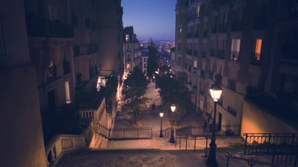 Лестница Монмартр в Париже, Франция — стоковое видео