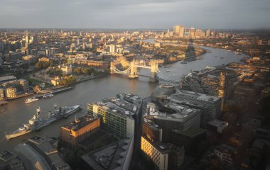 Tower Bridge, İngiltere ile Londra hava görüntüsü