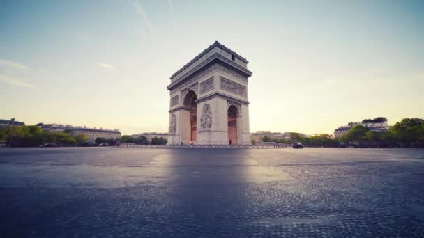 Arco triunfal al amanecer, París, Francia — Vídeos de Stock