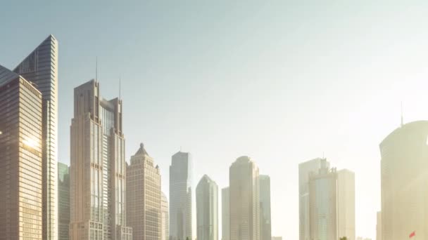 Hyper Lapse, skyscrapes w Lujiazui Financial Center, Szanghaj, Chiny — Wideo stockowe