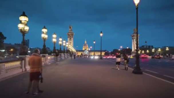 Hyperlapse, Alexander III Bridge Paris, Fransa — Stok video