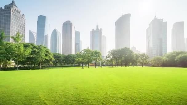Park in lujiazui financial centre, Shanghai, China — Stock Video