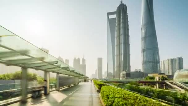 Hyper lapse, distrito financiero de Pudong Shanghai, China — Vídeo de stock