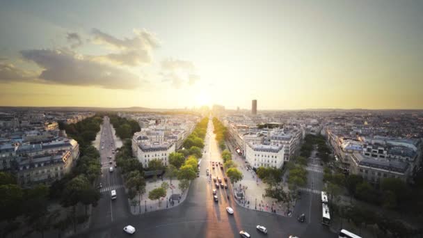 Paris vista do Arco de Trimphe, França — Vídeo de Stock