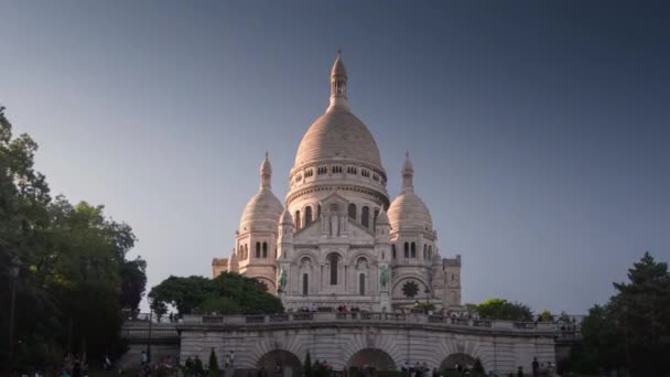 Hyperlapse, Basiliek van de Sacre Coeur, Montmartre, Parijs — Stockvideo