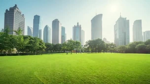 Park in lujiazui financial centre, Shanghai, China — Stock Video