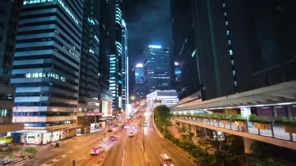 Hyper vervallen, verkeer in Hong Kong op zonsondergang tijd, ultra breed lens — Stockvideo