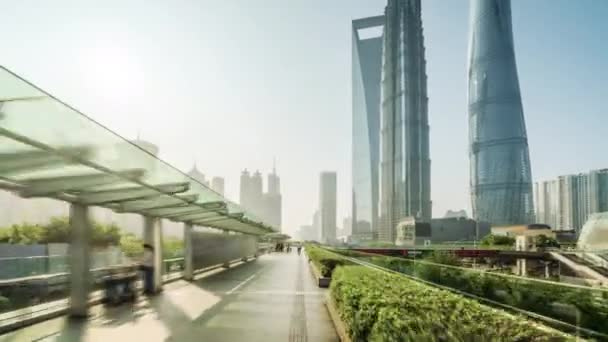 Hyper lapse, dzielnica finansowa Pudong Szanghaj, Chiny — Wideo stockowe