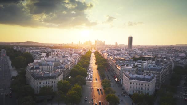 Paris vista do Arco de Trimphe, França — Vídeo de Stock