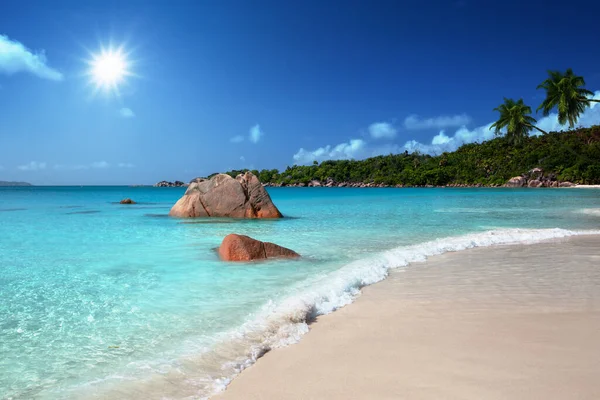 Stranden Anse Lazio Praslin Seychellerna — Stockfoto