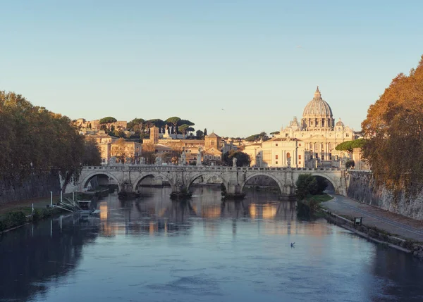 圣彼得大教堂 圣安杰洛桥 梵蒂冈 意大利罗马 — 图库照片