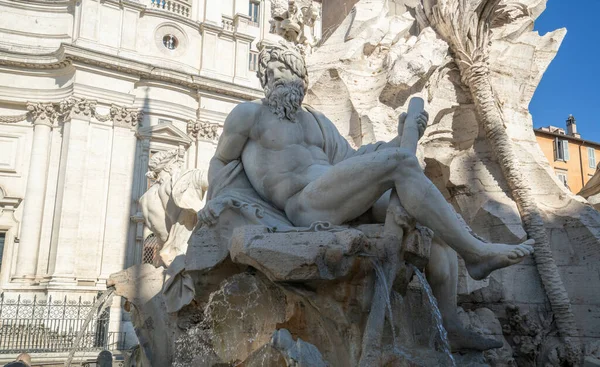 Statue Zeus Bernini Fountain Four Rivers Piazza Navona Rome — Stock Photo, Image