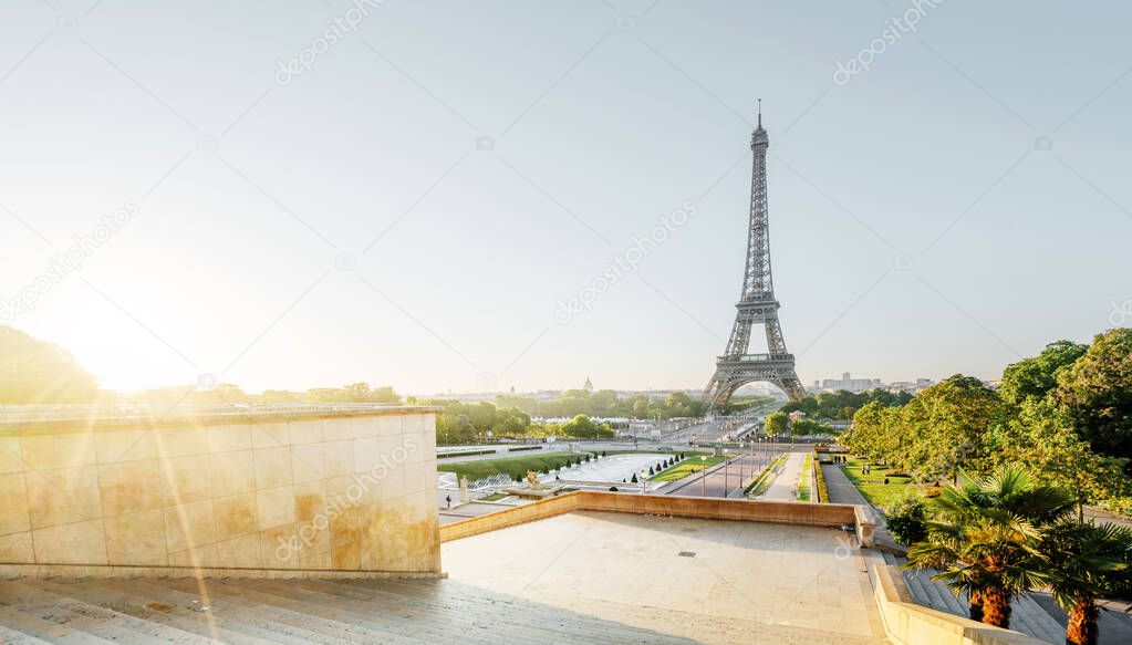 Eiffel Tower at sunrise, Paris, France