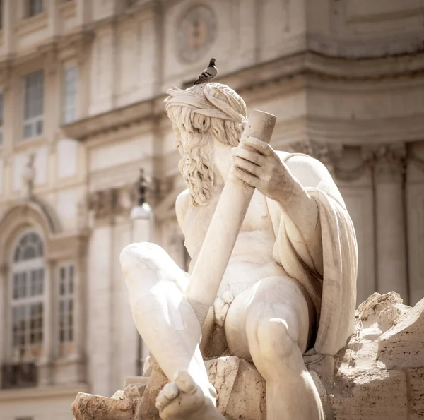 Statue Zeus Fountain Piazza Navona Rome Italy — Stock Photo, Image