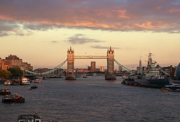 Tower Bridge Sunset Λονδίνο Ηνωμένο Βασίλειο — Φωτογραφία Αρχείου