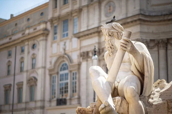 Statue Zeus Fountain Piazza Navona Rome Italy — Stock Photo, Image
