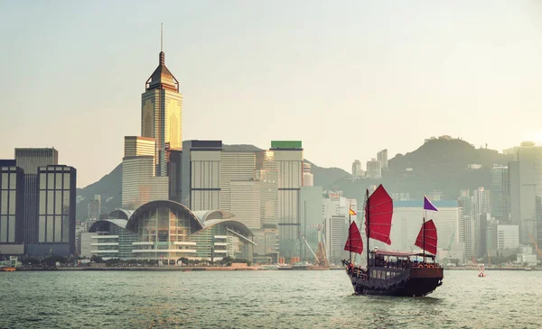 Porto Hong Kong Ora Del Tramonto — Foto Stock