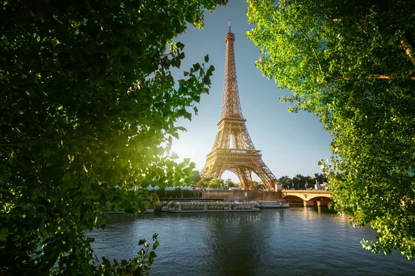 Sena París Con Torre Eiffel — Foto de Stock