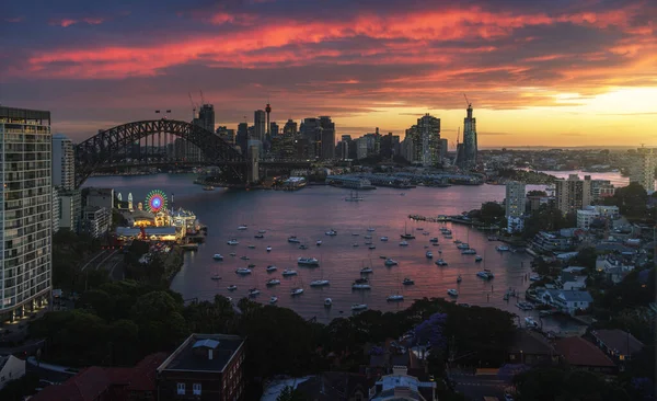 Coucher Soleil Port Sydney Nouvelle Galles Sud Australie — Photo