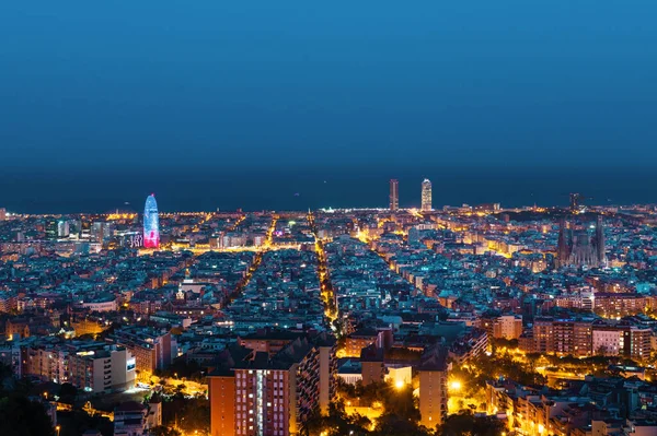 Barcelona skyline,, after sunset, Spain