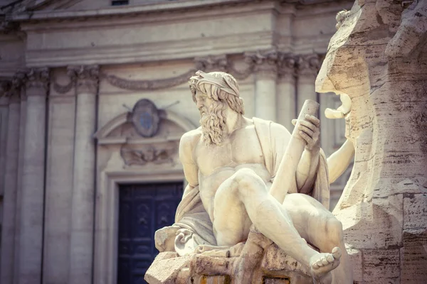 Statue Zeus Fountain Piazza Navona Rome Italy — Stock Photo, Image