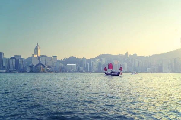 Hong Kong Haven Zonsondergang Tijd — Stockfoto
