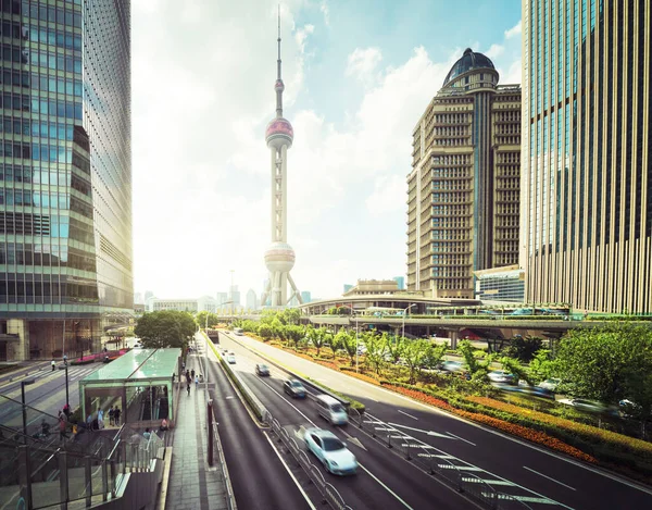 Road Shanghai Lujiazui Financial Center China — Stock Photo, Image