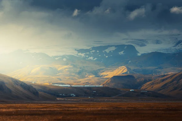 Вид Гори Літній Захід Сонця Ісландія — стокове фото