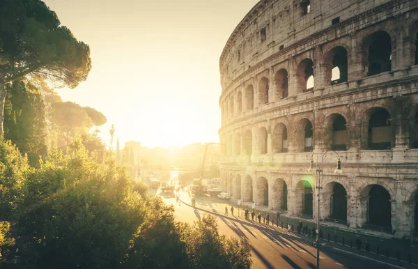 Coliseu Pôr Sol Roma Itália — Fotografia de Stock