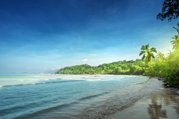 Strand Naplementekor Mahé Sziget Seychelles — Stock Fotó