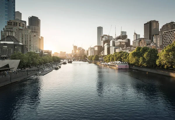 Günbatımı Yarra Nehri Melbourne Victoria Avustralya — Stok fotoğraf