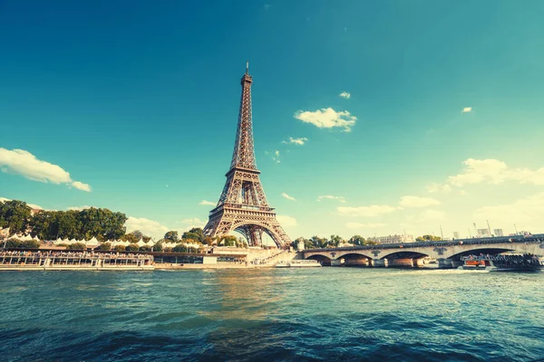 Seine Paris Mit Eiffelturm Morgen — Stockfoto