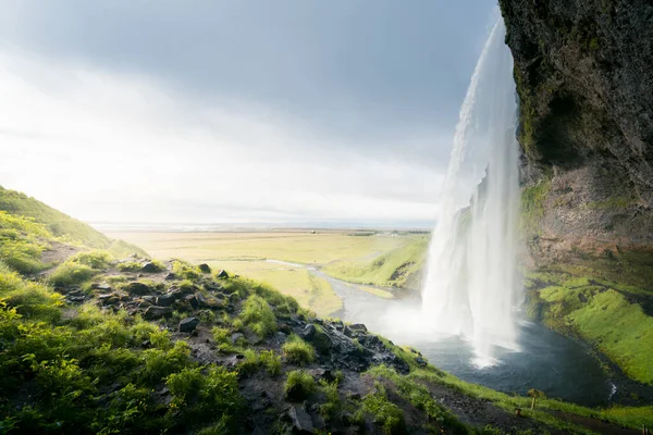 Водоспад Сельяландфосс Літній Час Ісландія — стокове фото