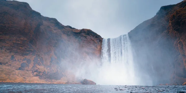 Cachoeira Skogafoss Horário Outono Islândia — Fotografia de Stock