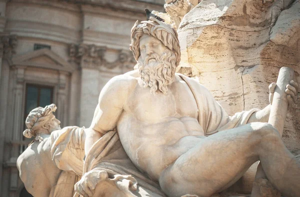 Statue Zeus Fountain Piazza Navona Rome Italy — Stock Photo, Image