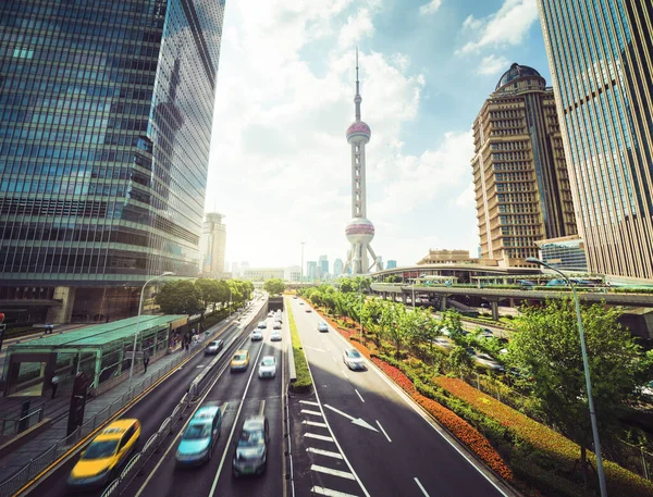 Şangay Daki Yol Lujiazui Finans Merkezi Çin — Stok fotoğraf