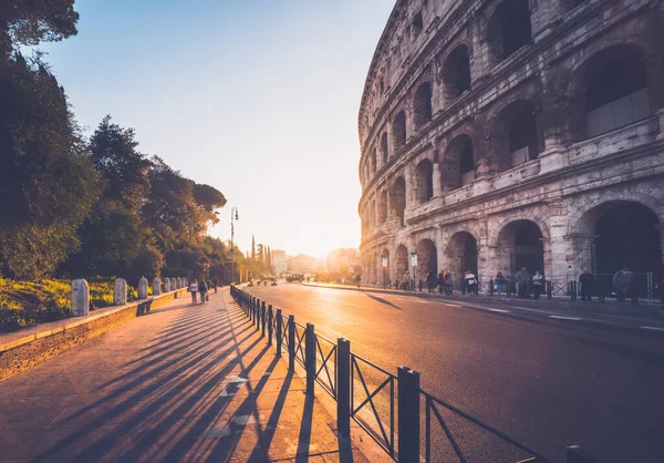 Kolosseum Bei Sonnenuntergang Rom Italien — Stockfoto