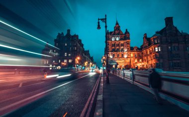 Edinburgh, İskoçya sokakları, gece, İngiltere