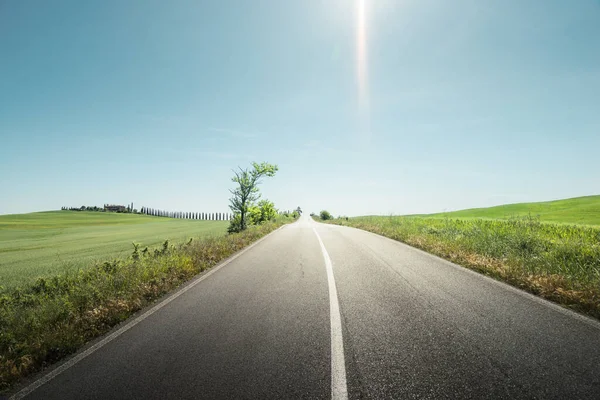 Asphaltstraße Der Toskana Italien — Stockfoto