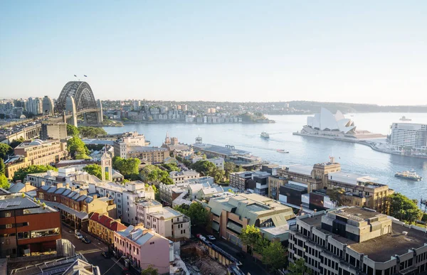 Ανατολή Αεροφωτογραφία Του Σύδνεϋ Harbour Bridge Αυστραλία — Φωτογραφία Αρχείου