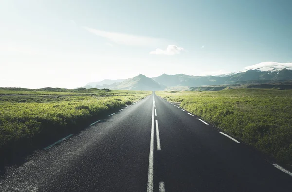 Estrada Verão Ensolarado Islândia — Fotografia de Stock