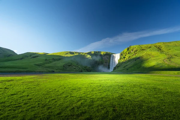 Cascata Skogarfoss Giorno Estate Islanda — Foto Stock