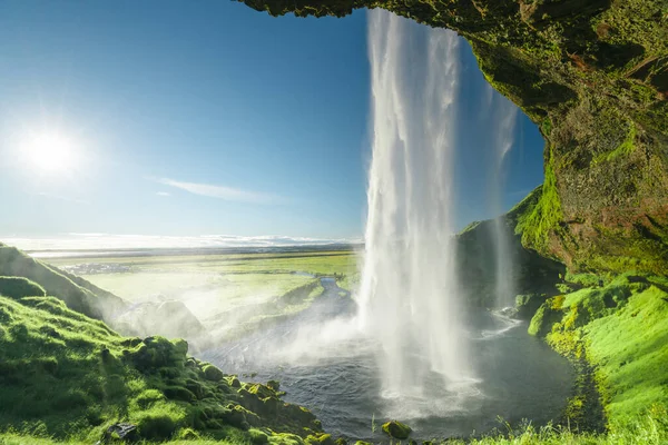 Cachoeira Seljalandfoss Hora Verão Islândia — Fotografia de Stock