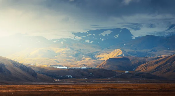 Вид Гори Літній Захід Сонця Ісландія — стокове фото
