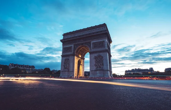 Arc Triumph Illalla Pariisi Ranska — kuvapankkivalokuva