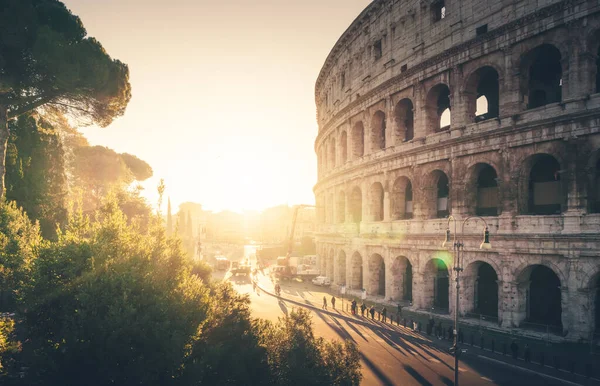 Coliseo Atardecer Roma Italia — Foto de Stock