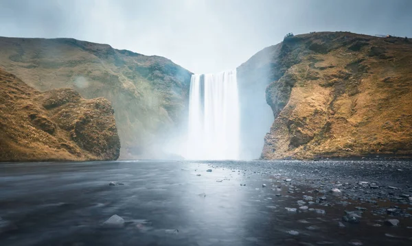 Cascade Skogafoss Heure Automne Islande — Photo