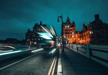 Edinburgh, İskoçya sokakları, gece, İngiltere