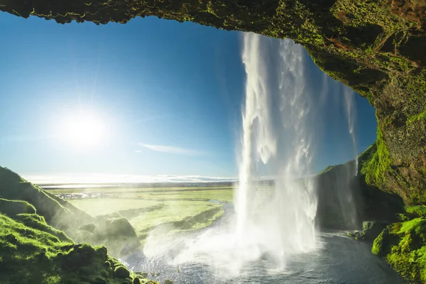 Seljalandfoss Καταρράκτη Καλοκαίρι Ισλανδία — Φωτογραφία Αρχείου