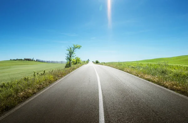 Asphaltstraße Der Toskana Italien — Stockfoto